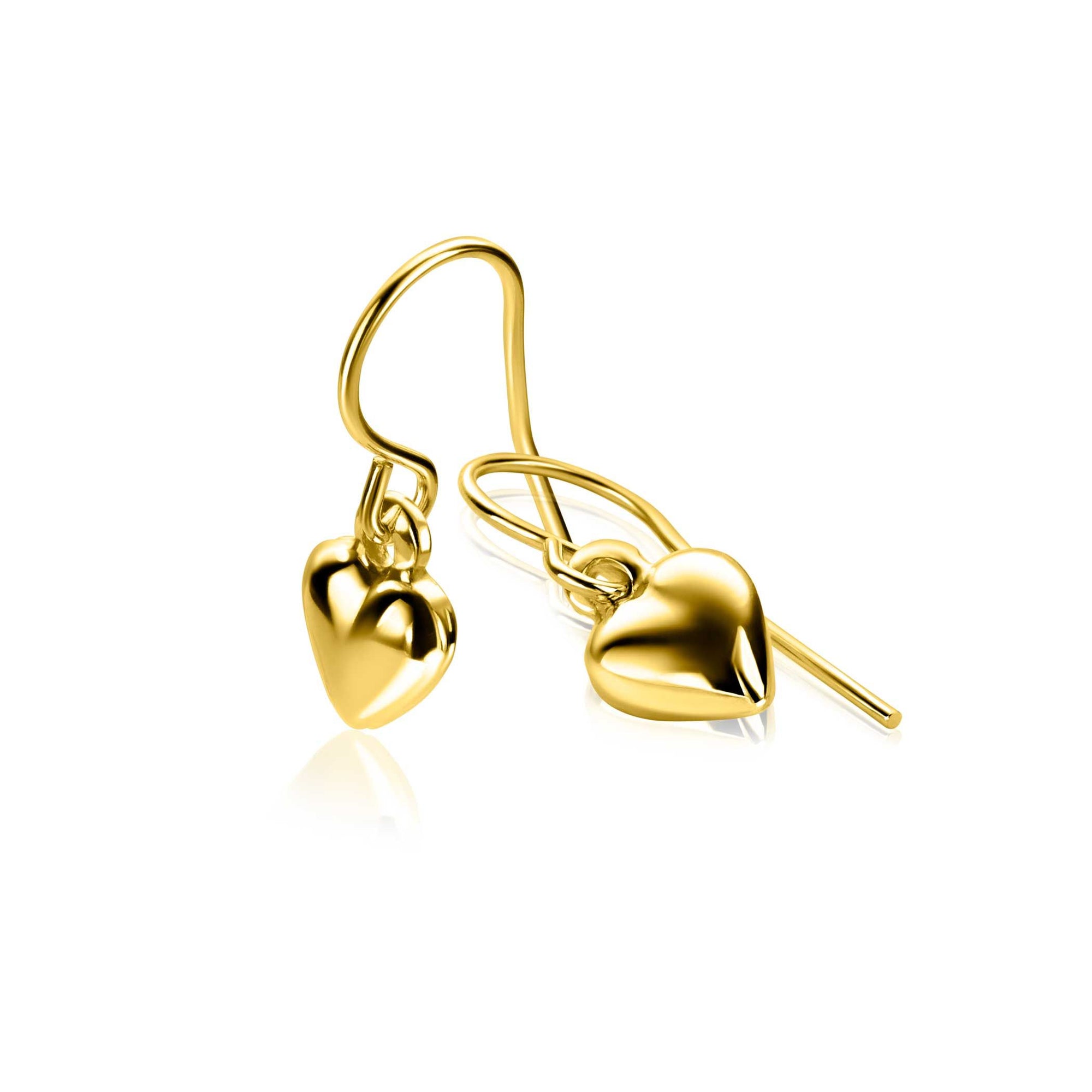 Zinzi 23mm gold plated zilveren oorhangers met bol hart ZIO2661 - PansiteNederland.nl