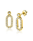 ZINZI gold plated zilveren oorstekers (13mm) met een open ovale vorm bezet met witte zirkonia's ZIO2398Y - PansiteNederland.nl