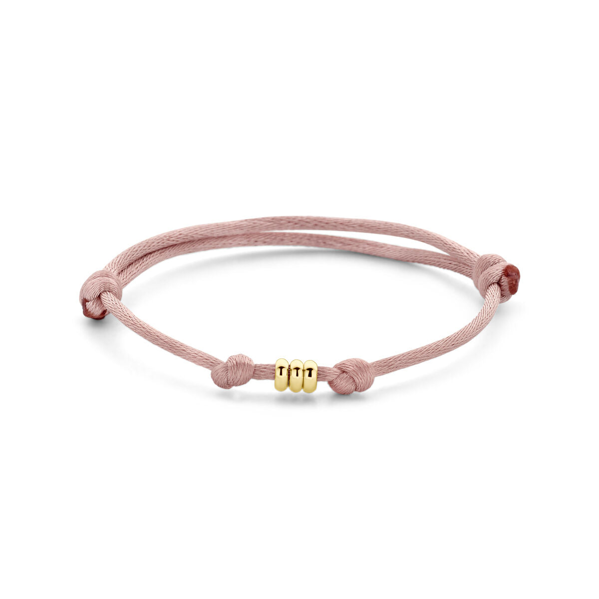 Fantasy Collection Armband satijn zacht roze 13 - 26 cm 14K goud met rubber/nylon/leer