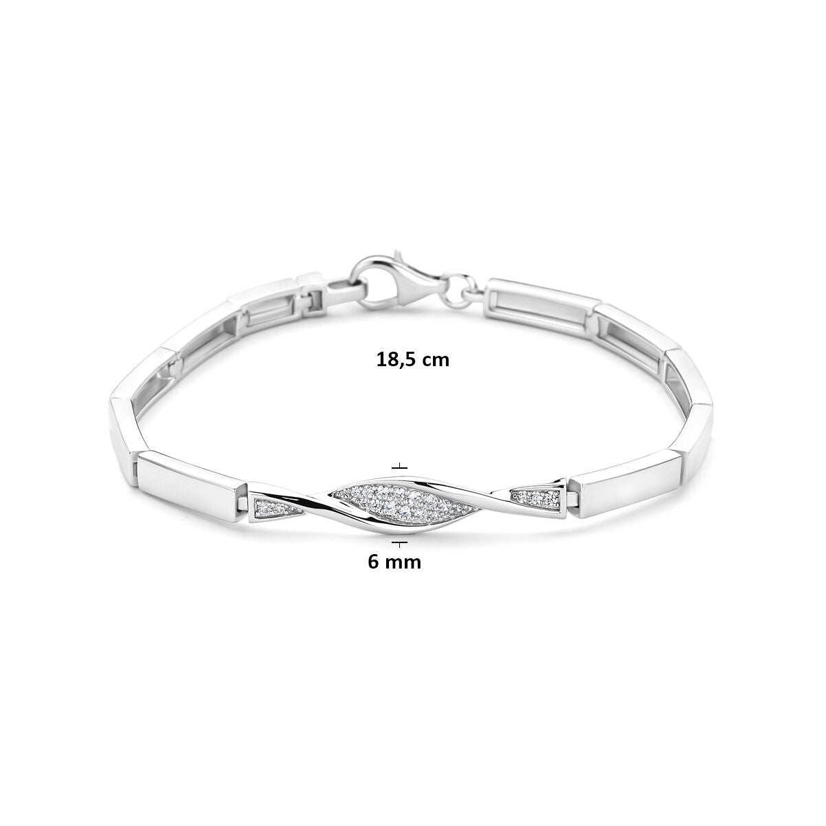 Armband zirkonia 6 mm 18,5 cm zilver gerhodineerd