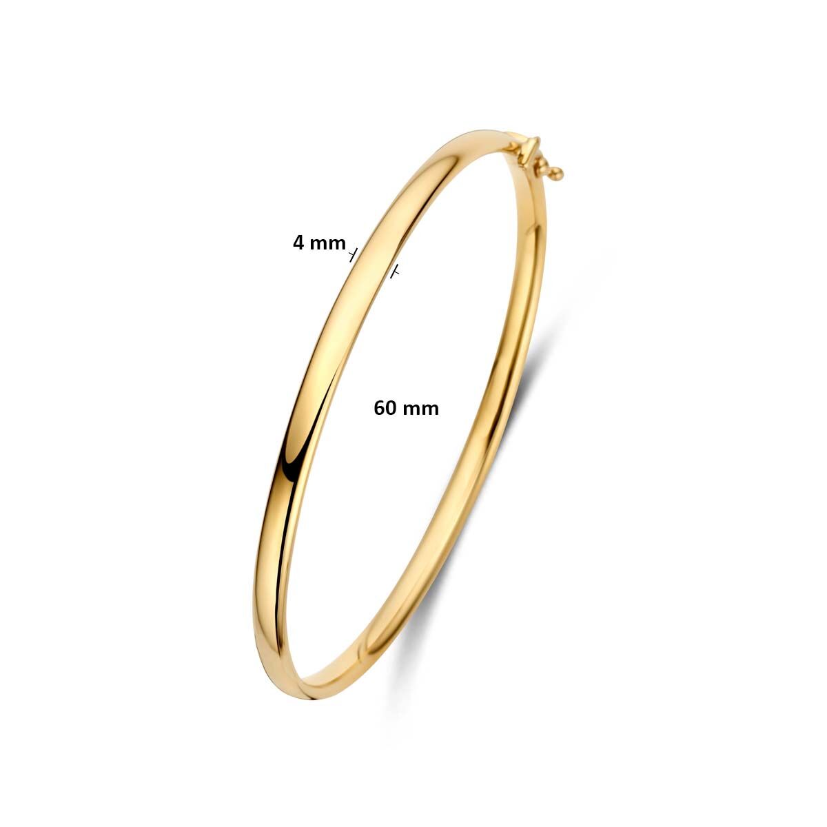Bangle scharnier ovale buis 4,0 x 9K geelgoud 60 mm