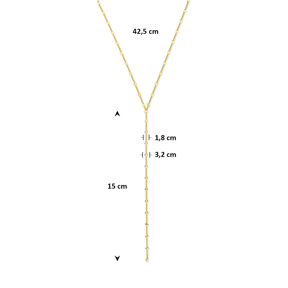 Fantasy Collection Y-collier 42,5 cm 3 micron zilver verguld (geel)