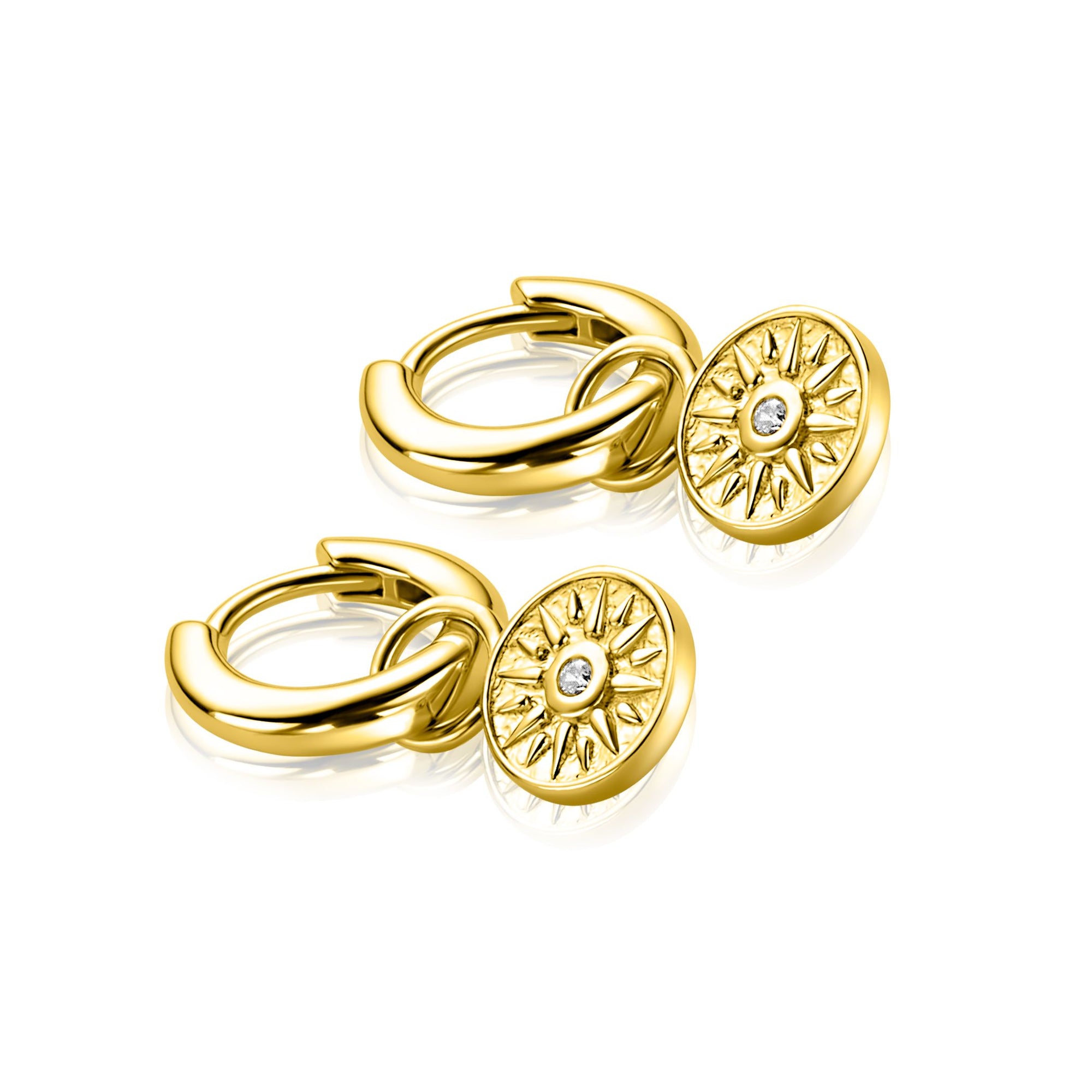 ZINZI gold plated zilveren oorbedels zon 8mm ZICH2741 (zonder oorringen) - PansiteNederland.nl