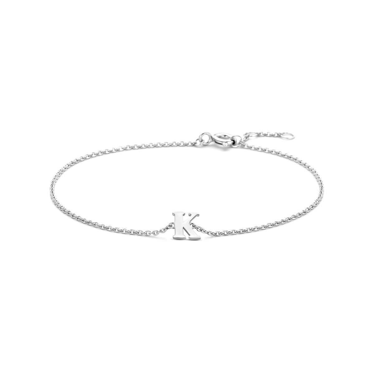 Armband letter K zilver gerhodineerd #Letter_K