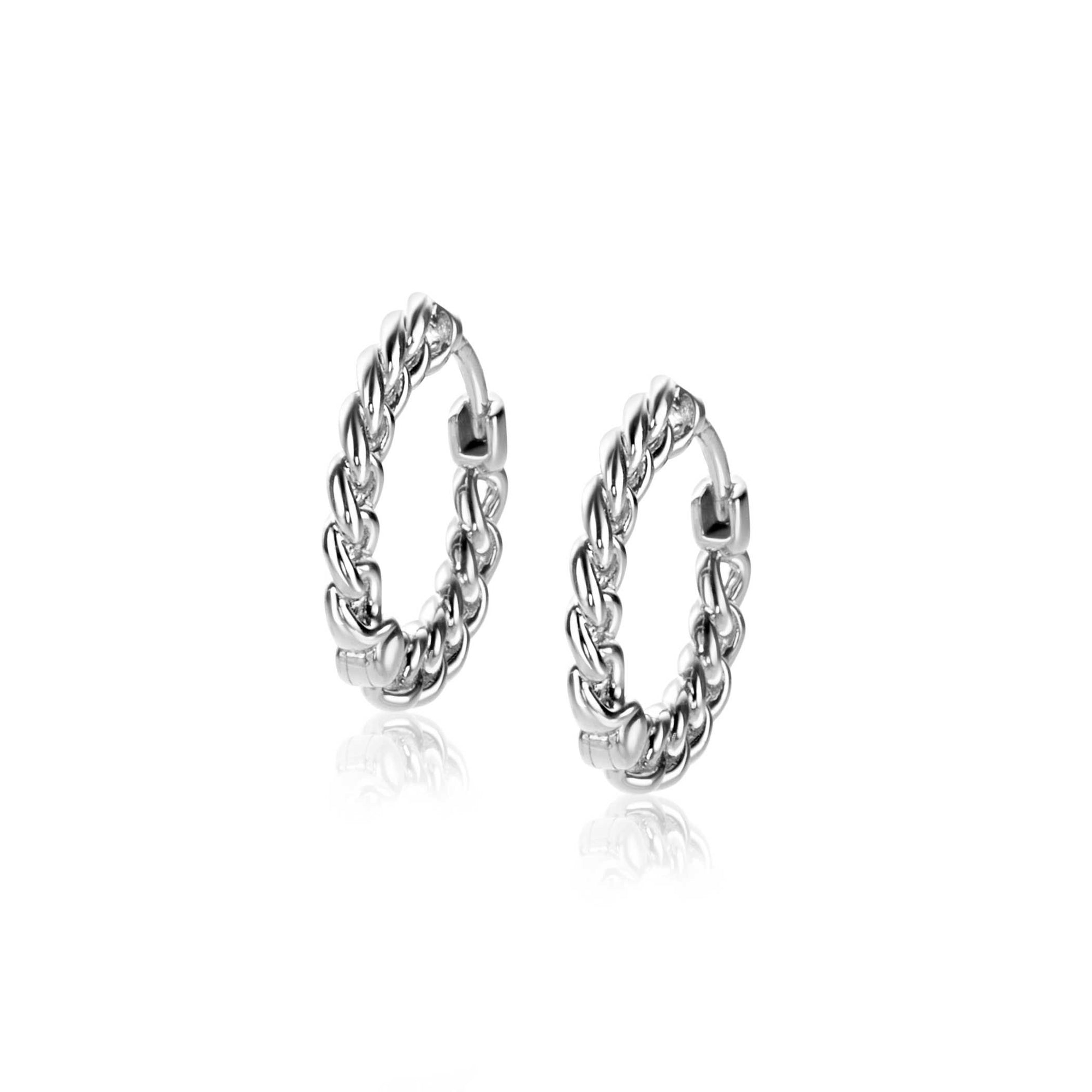 ZINZI zilveren oorringen, vanaf zijkant gourmet schakel zichtbaar, 2mm breed, met luxe klapsluiting 17mm ZIO1414 - PansiteNederland.nl
