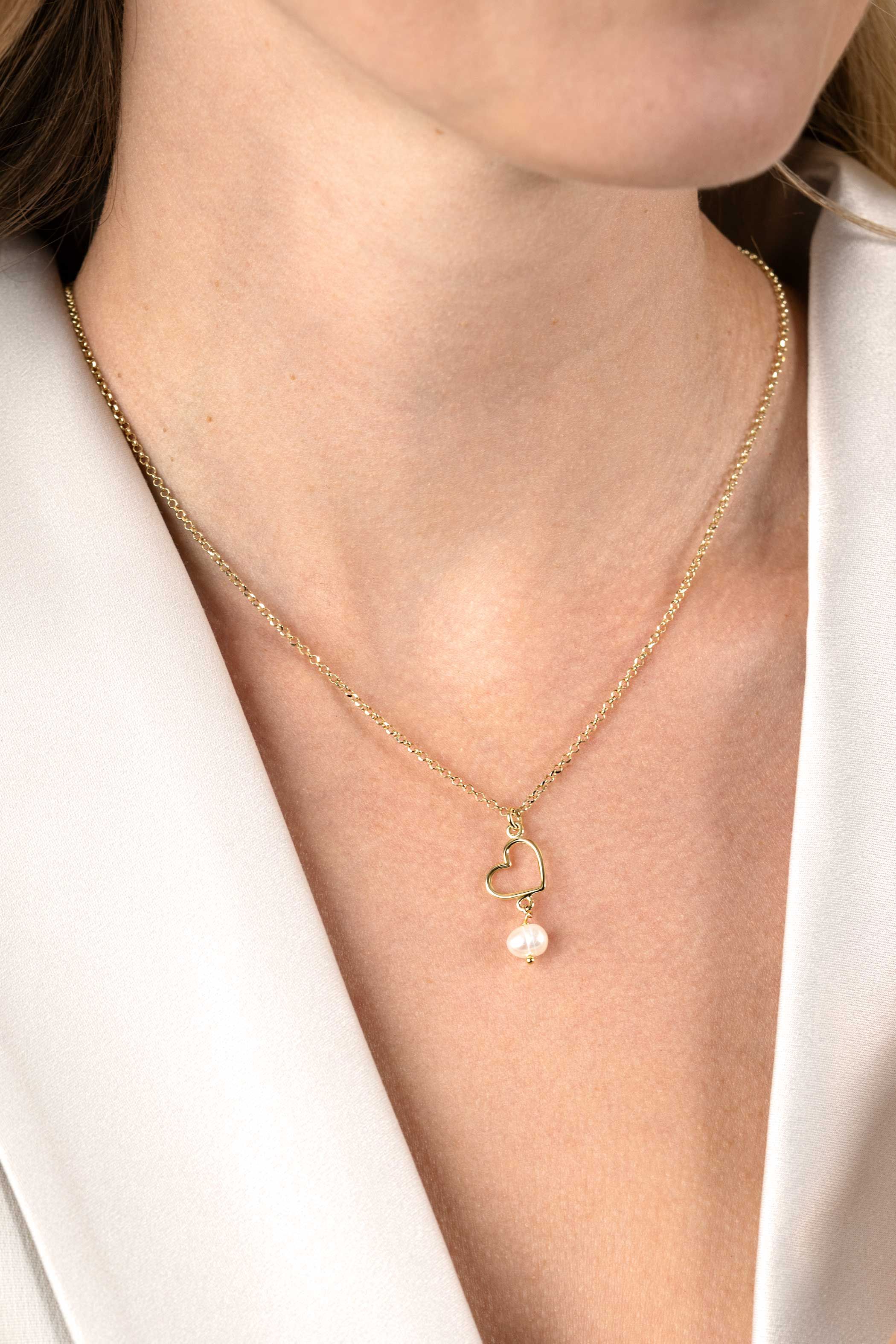 ZINZI Verguld Zilveren Ketting met Witte Parel - ZIC2642