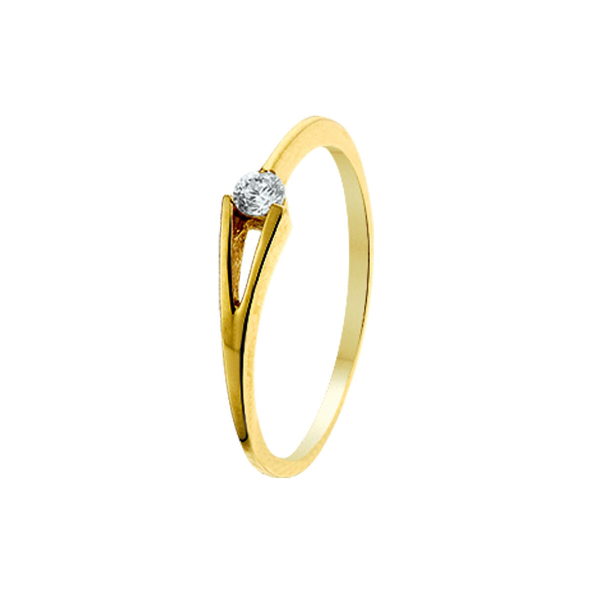 14K Geelgouden Ring met Zirkonia