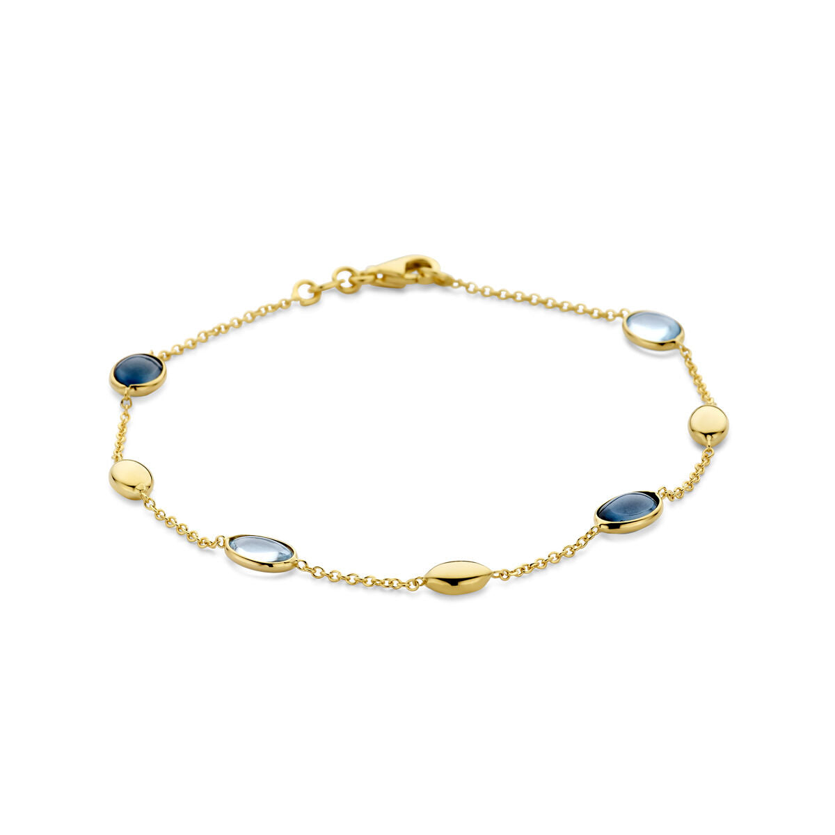 Fantasy Collection Armband sky blue topaas en london blue topaas 19 cm 14K geelgoud