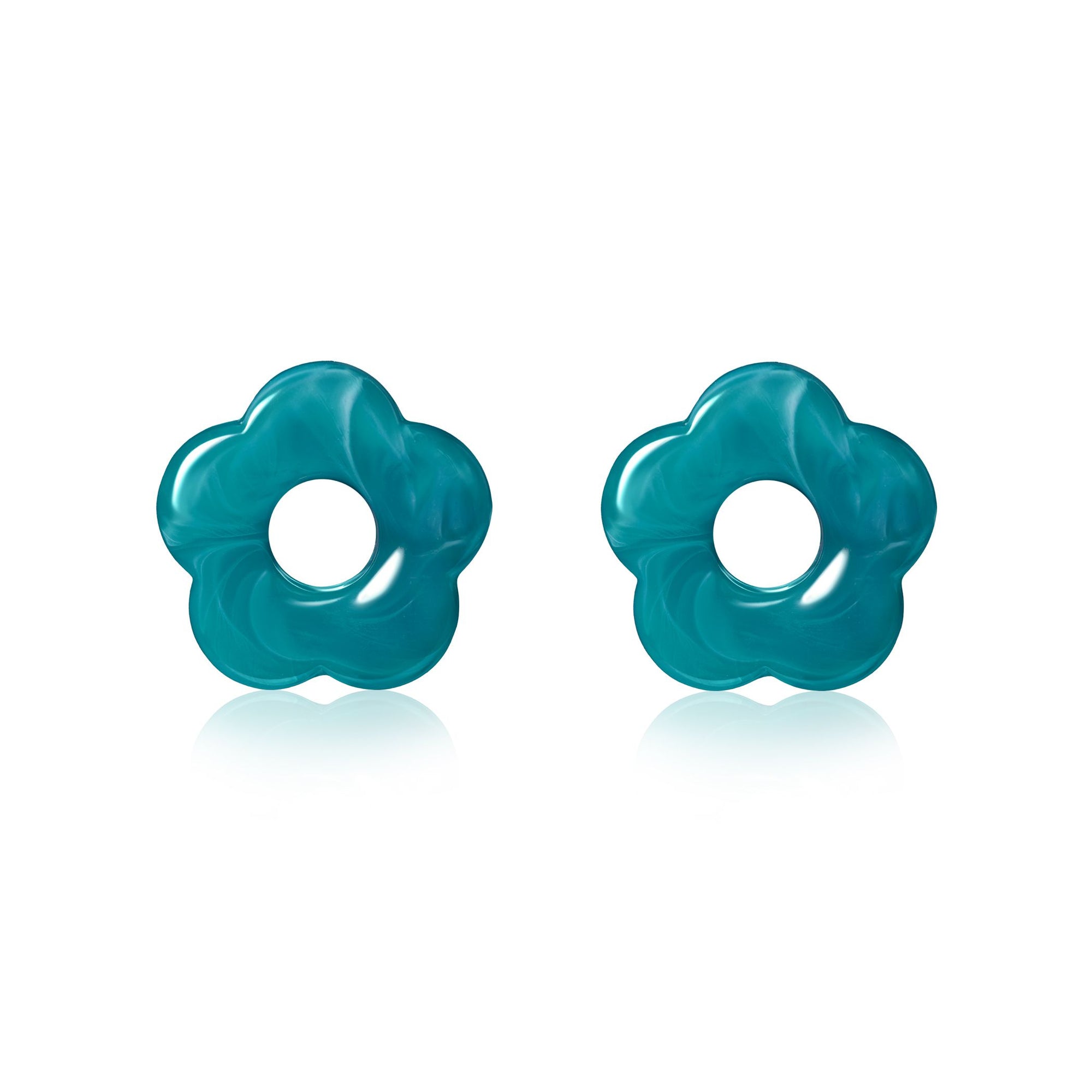 ZINZI oorbedels bloem turquoise kunststof 26mm ZICH2720T - PansiteNederland.nl