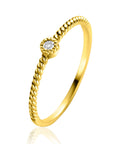 ZINZI Gold 14 krt gouden ring met gedraaide scheen en bezet met een ronde witte zirkonia in bolletjes zetting van 3mm ZGR481 - PansiteNederland.nl