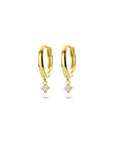 14K geelgouden klapoorringen lab grown diamant 0.07ct 2x 0.035ct h si 14,5 mm - 4034511