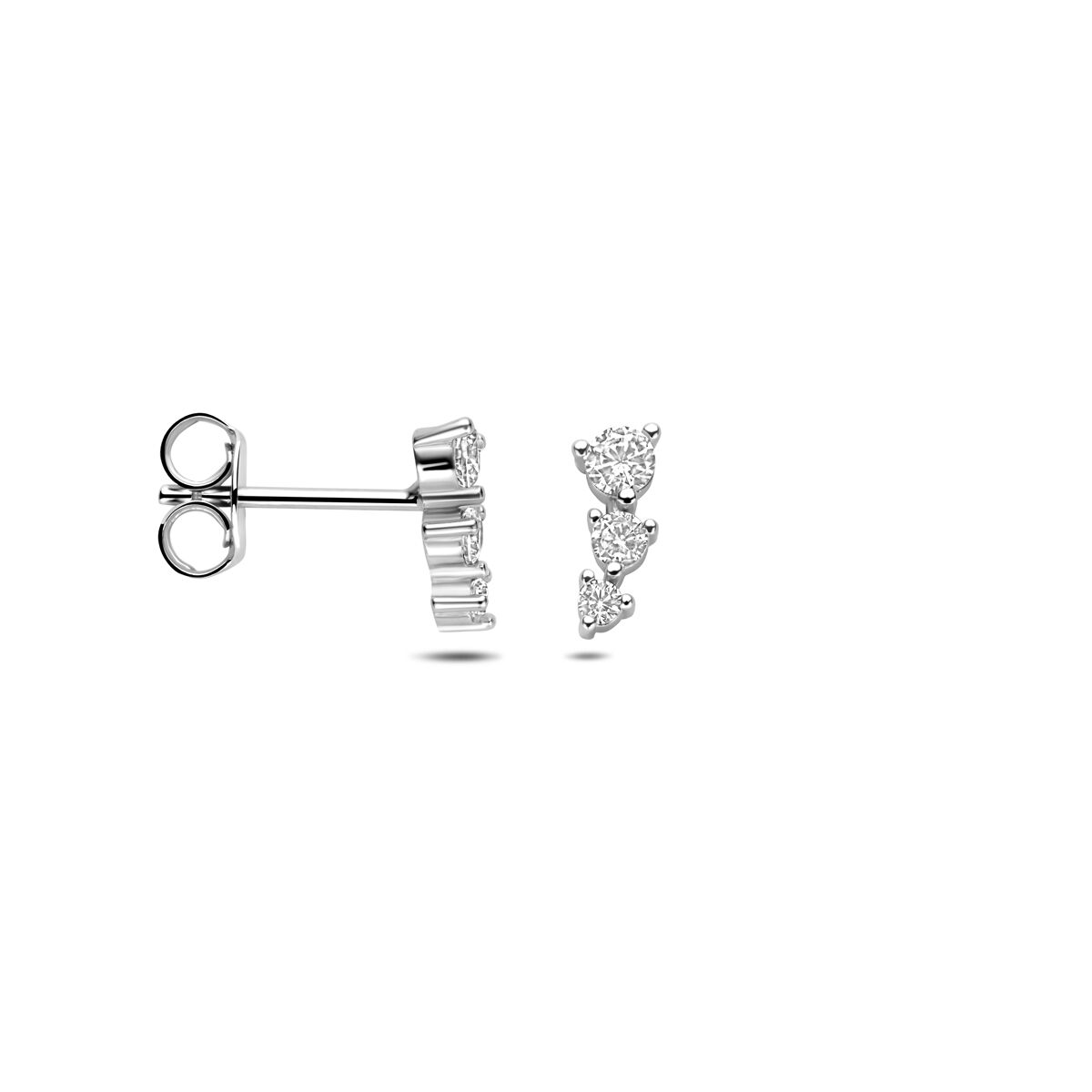 Zilveren gerhodineerde oorknoppen zirkonia 9 mm - 1341560