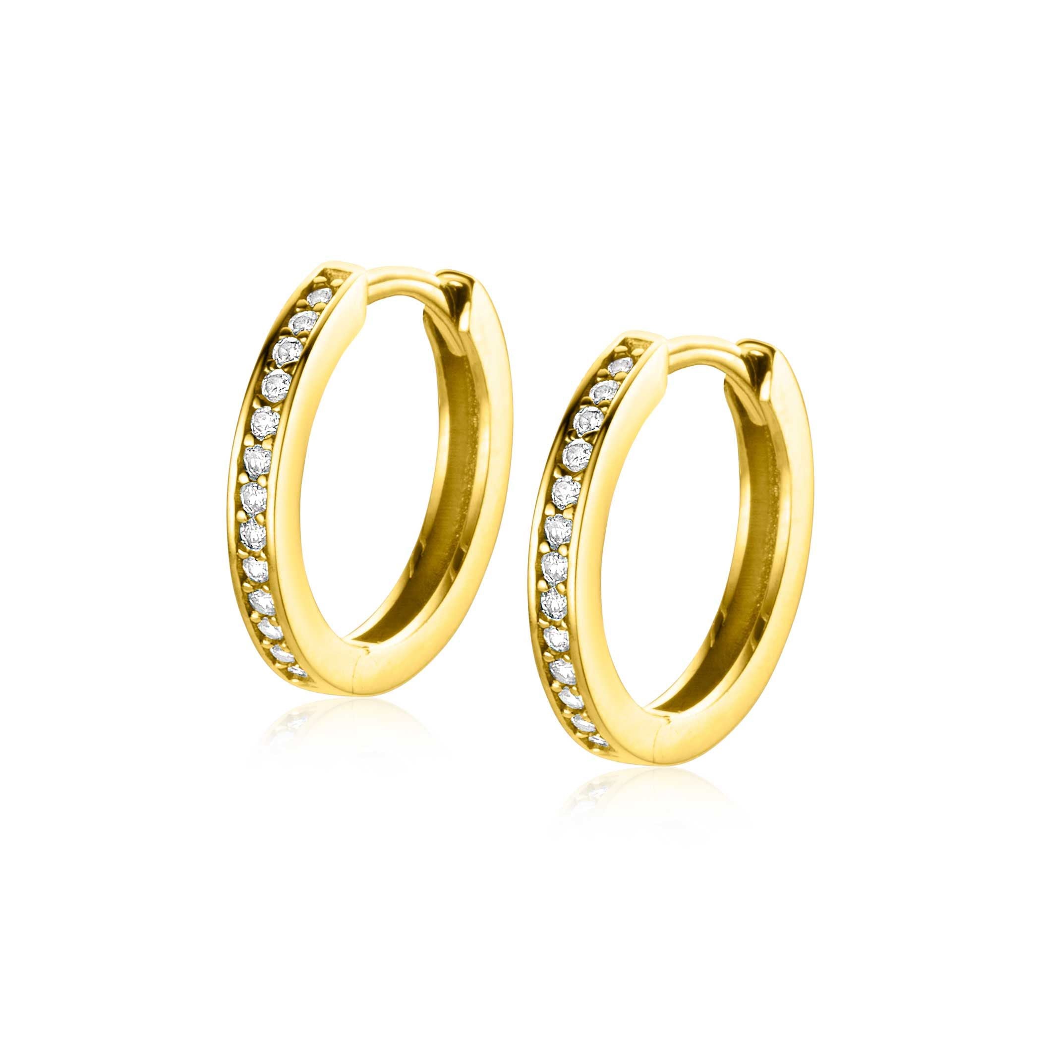 ZINZI 14K Gouden Oorbellen met Witte Zirkonia ZGO429Z