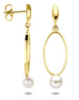 14K geelgouden oorhanger parel 37 mm - 4034879