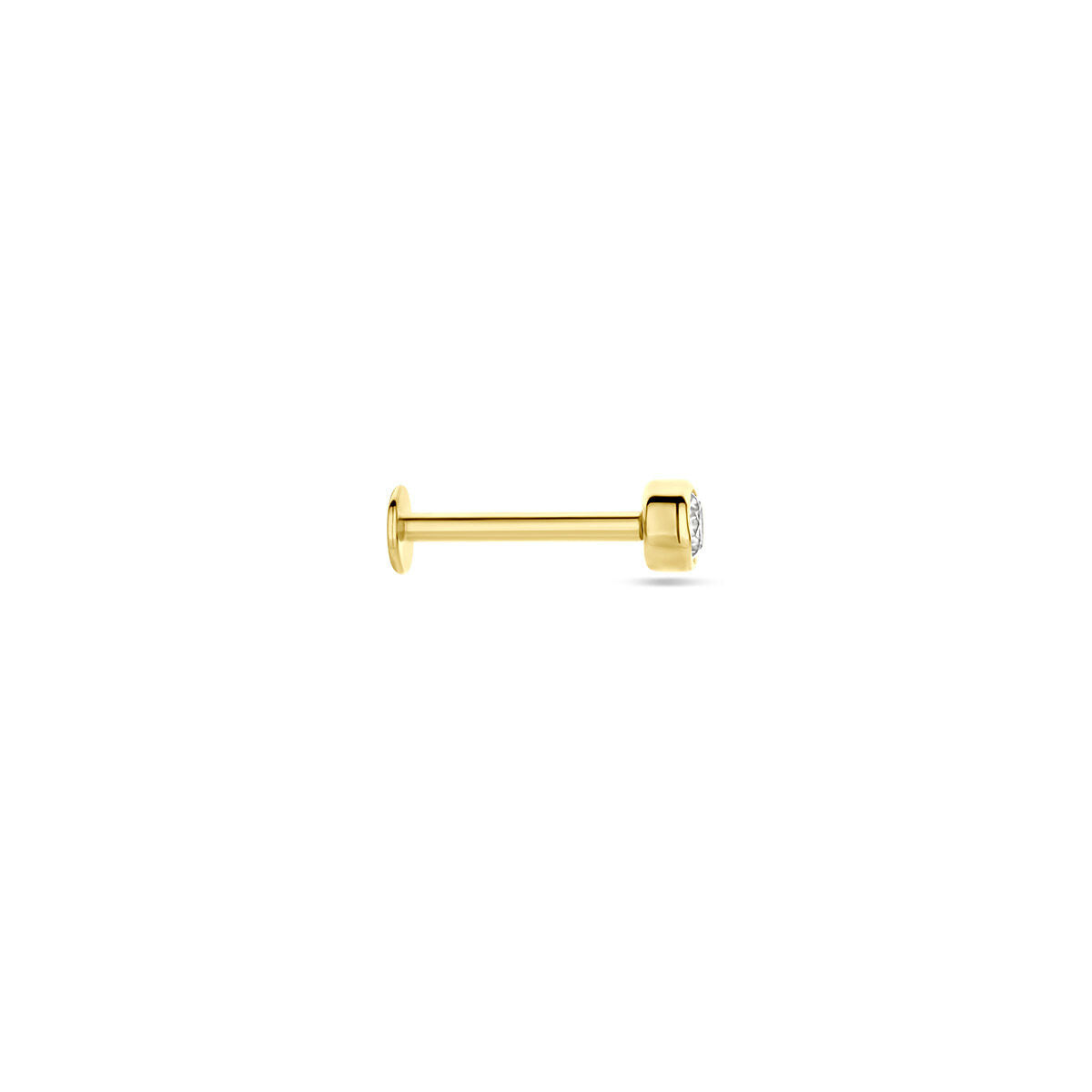 Flat back piercing zirkonia 9K geelgoud 3 mm