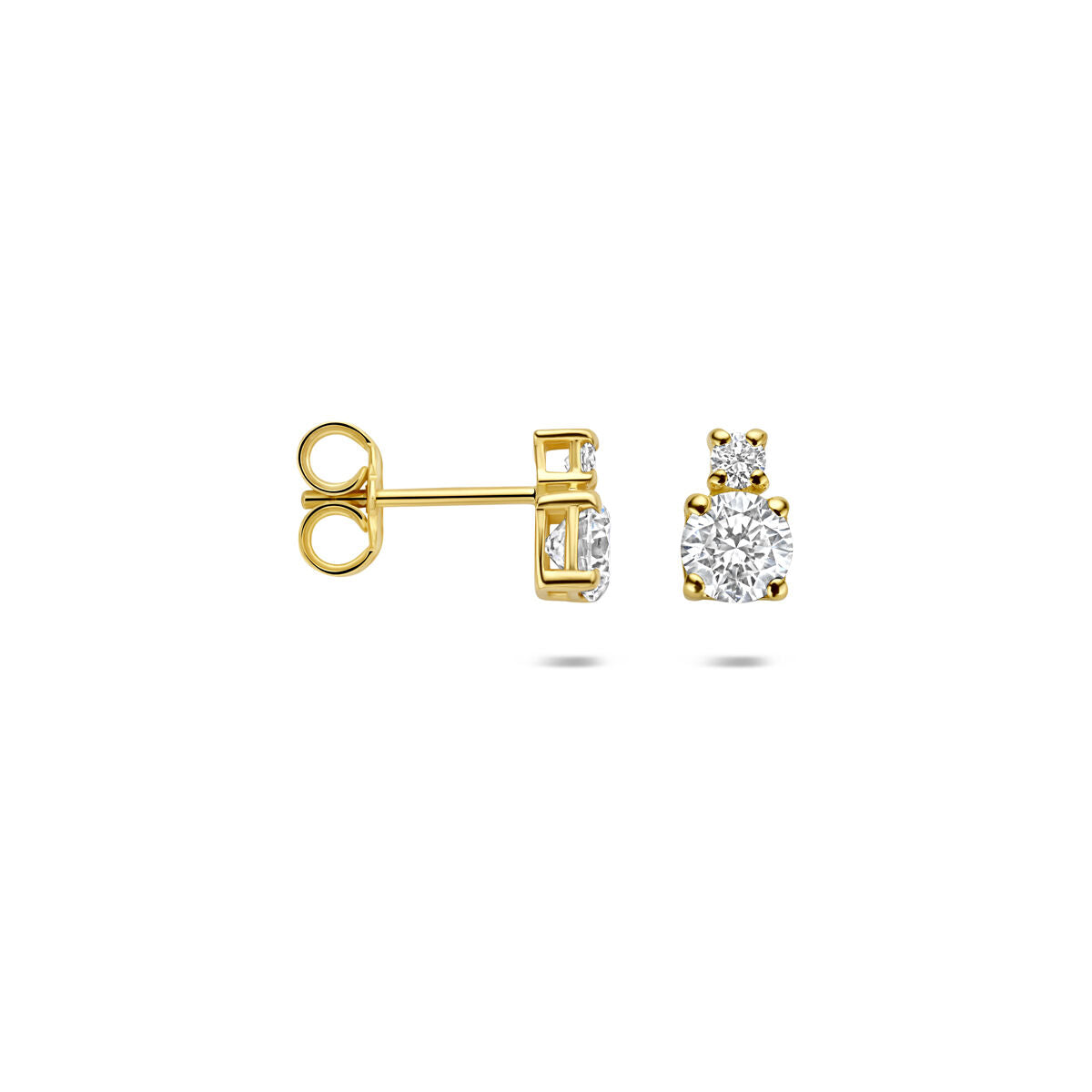 Fantasy Collection Oorbellen lab grown diamant 0.90ct (2x 0.45ct) g vs 7 mm 14K geelgoud