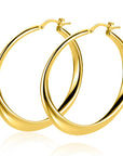 ZINZI gold plated zilveren oorringen met organisch gevormde buis 3,5mm breed en handige bovensluiting 40mm ZIO2702G - PansiteNederland.nl