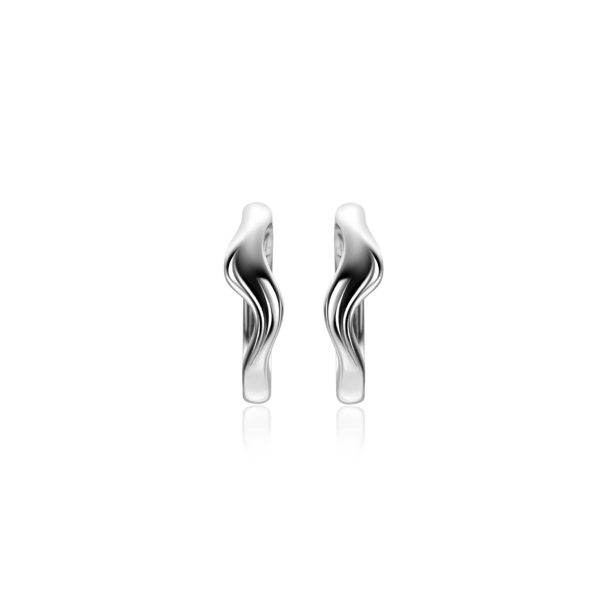 Zinzi 15mm zilveren oorringen organisch gevormd met luxe klapsluiting ZIO2627 - PansiteNederland.nl