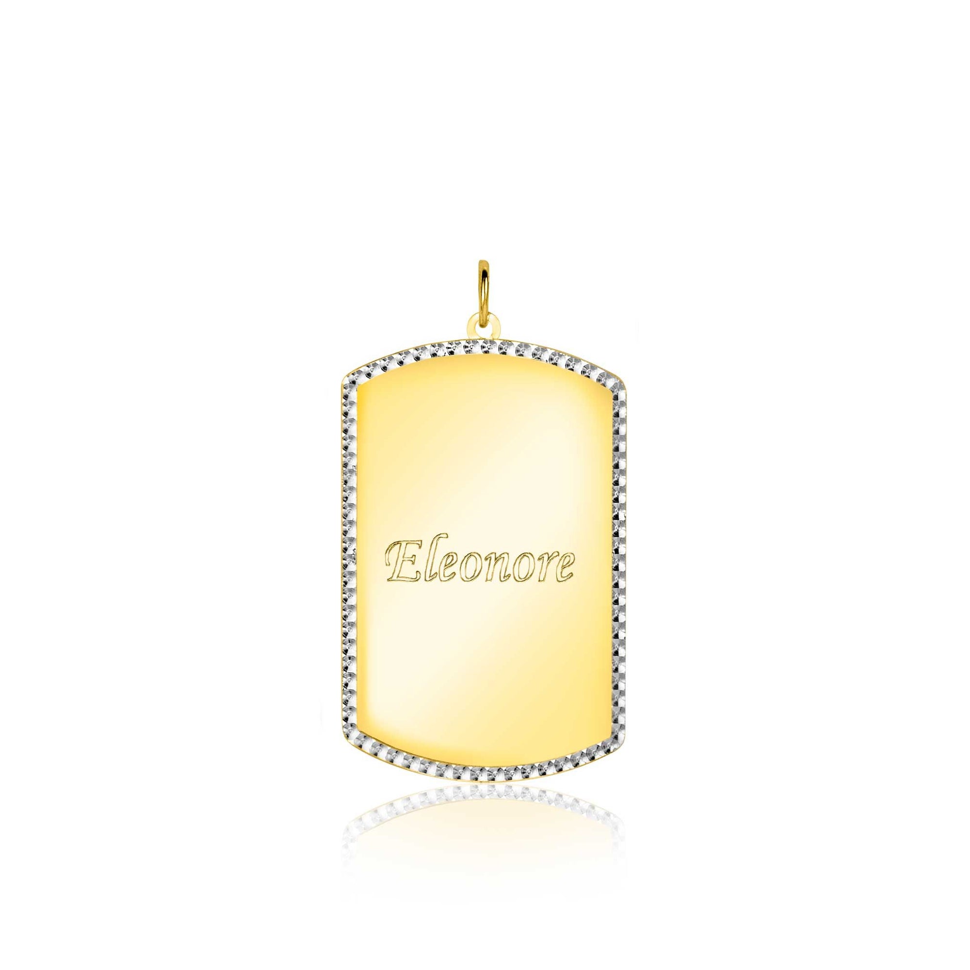 Zinzi Gold 14 krt gouden graveerplaat in rechthoeksvorm van 26 x 16mm en met chique witgouden parelrand ZGH365-26 (zonder collier) - PansiteNederland.nl