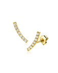 Zinzi Gold 14 krt gouden oorknoppen in kwart cirkel, bezet met zeven witte zirkonia's ZGO517