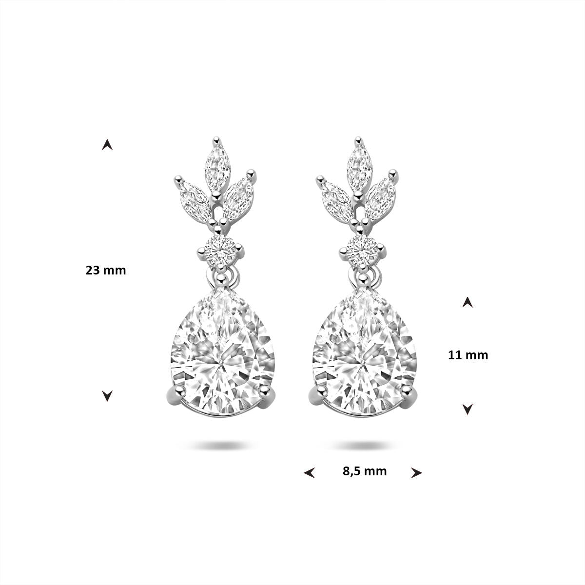 Fantasy Collection Hangende oorbellen zirkonia 23 mm zilver