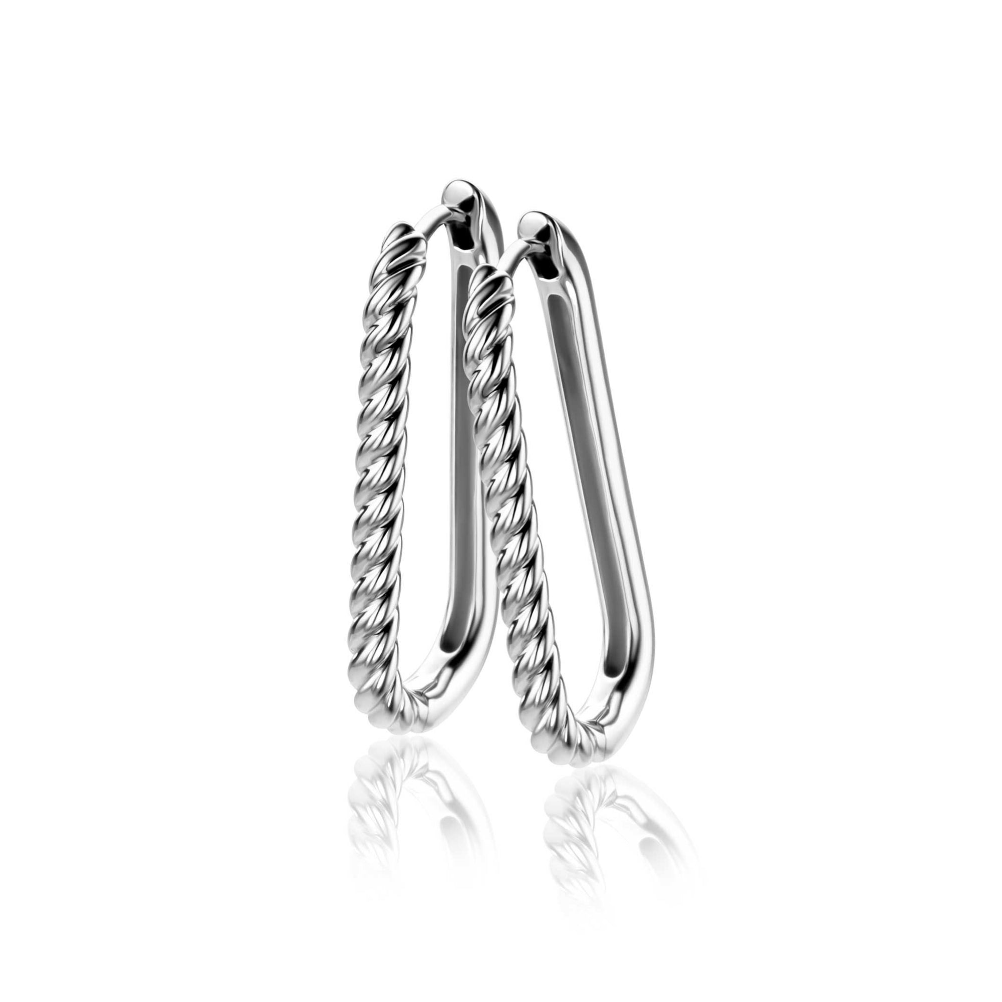 Zinzi 28mm zilveren oorringen in ovale vorm met gedraaide buis en luxe klapsluiting ZIO2693 - PansiteNederland.nl