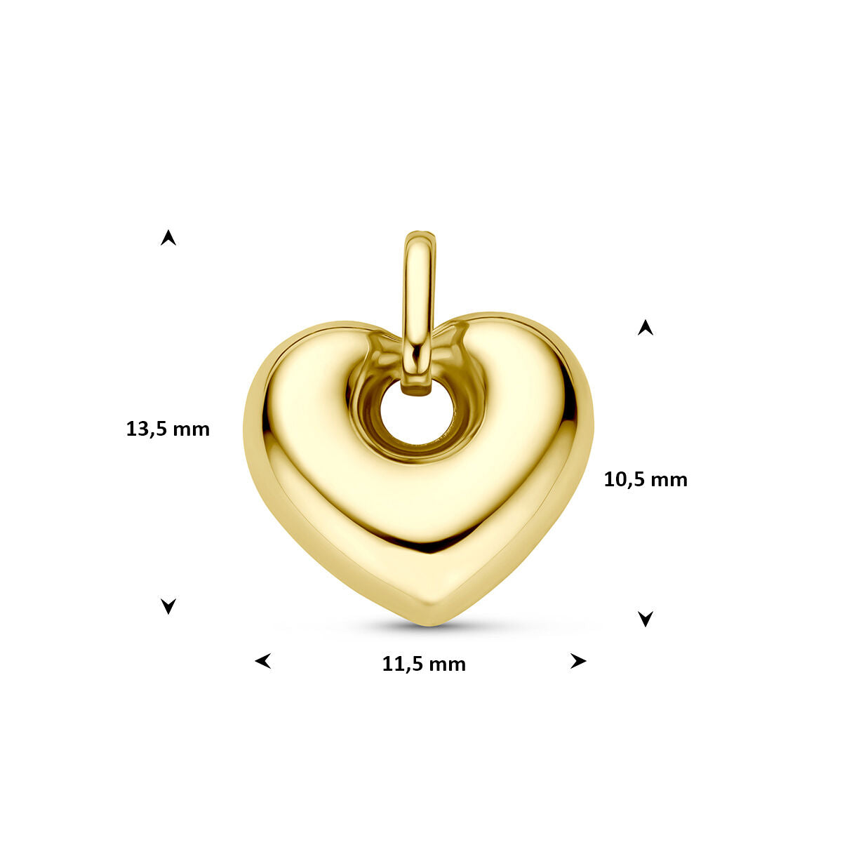 Hanger hartje 9K geelgoud 10,5 mm