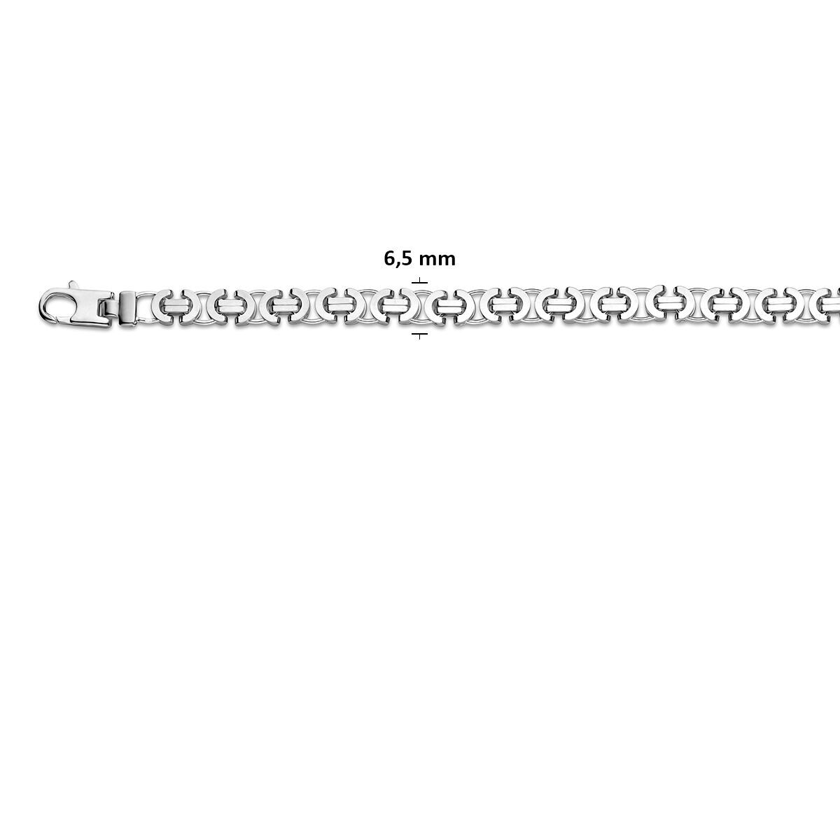 Armband konings plat 6,5 mm zilver gerhodineerd
