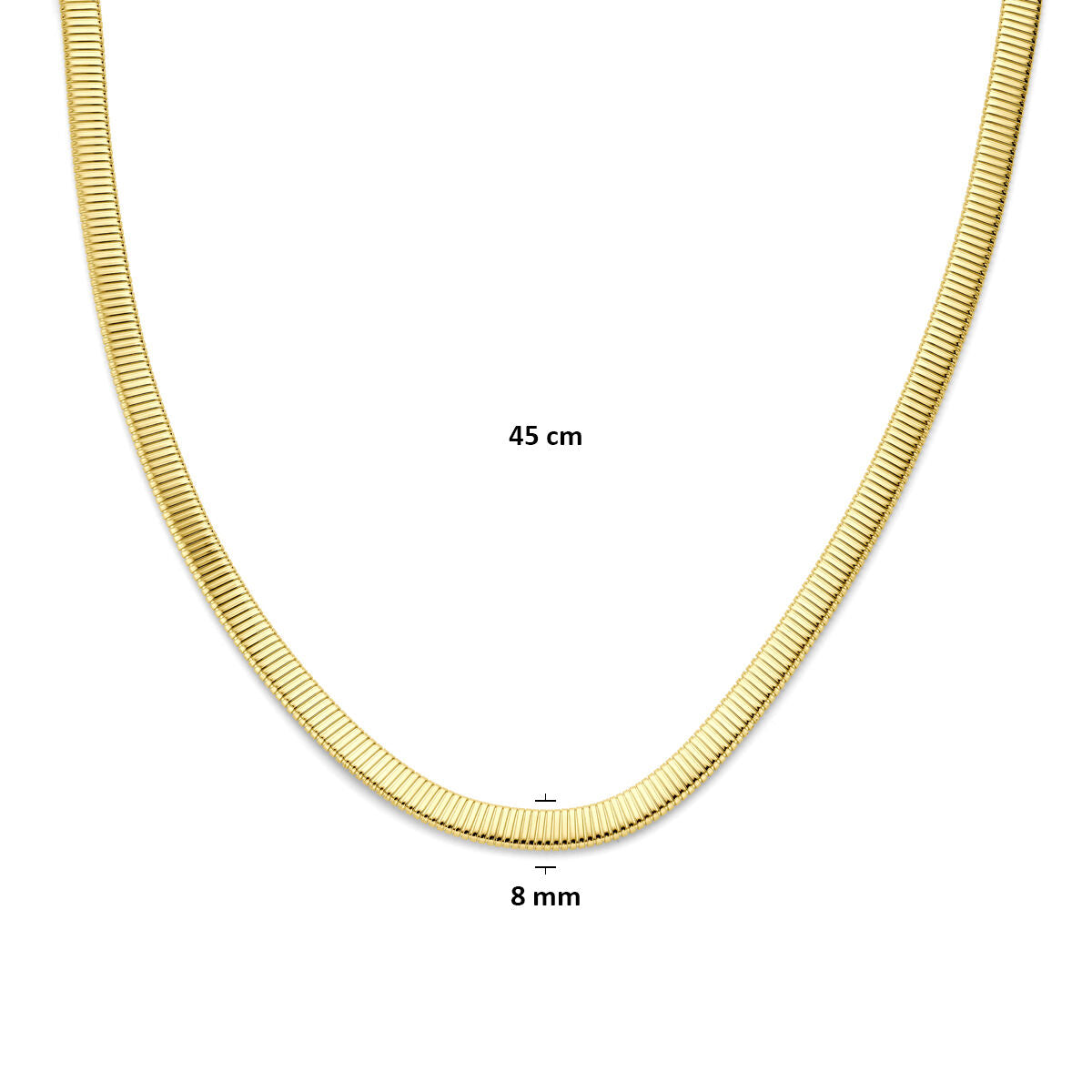 Fantasy Collection Collier tubogas 8 mm 45 cm 14K geelgoud