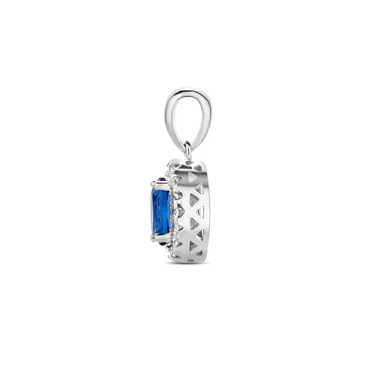Hanger zirkonia saffier halo zilver
