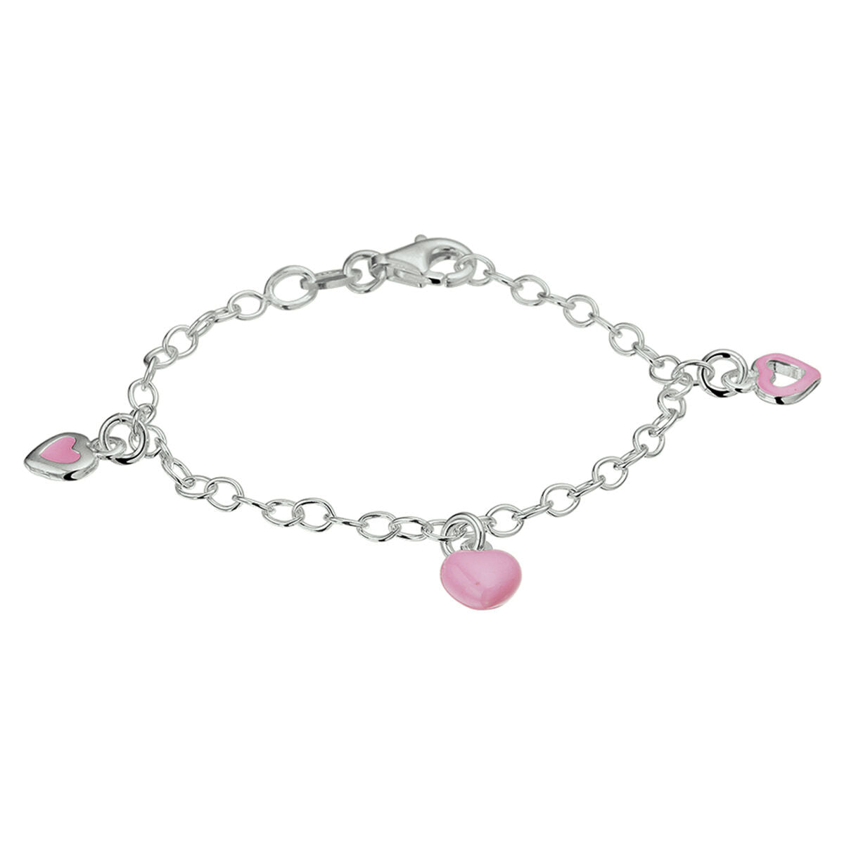 Armband hart emaille 13 cm zilver gerhodineerd