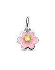 Zilveren gerhodineerde hanger emaille bloem zirkonia 12 mm - 1341269 - PansiteNederland.nl