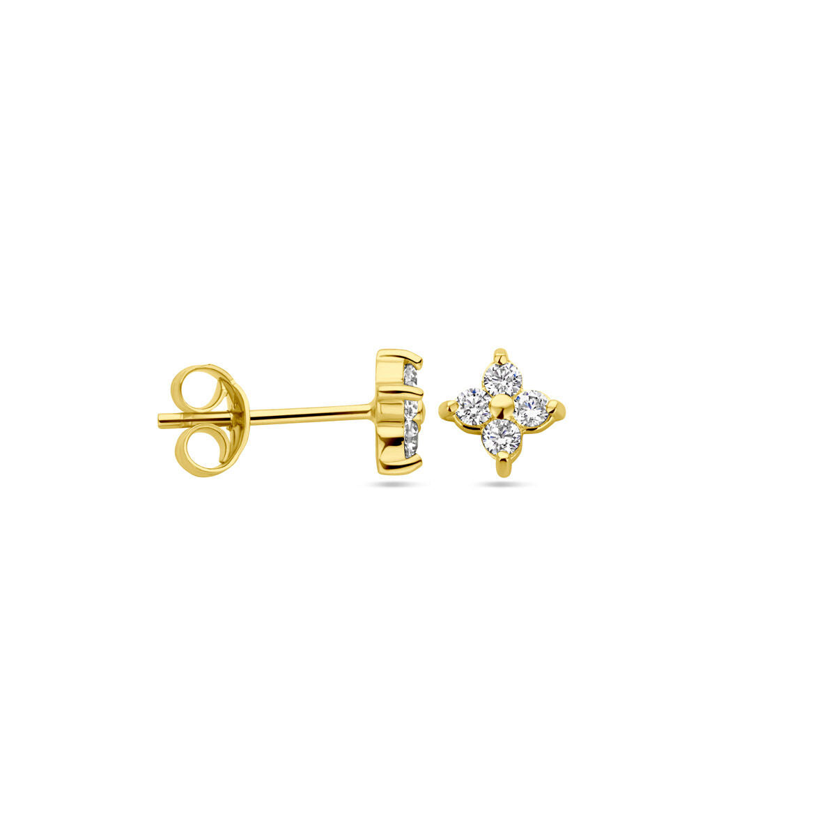 Fantasy Collection Oorbellen bloem zirkonia 1 micron zilver verguld