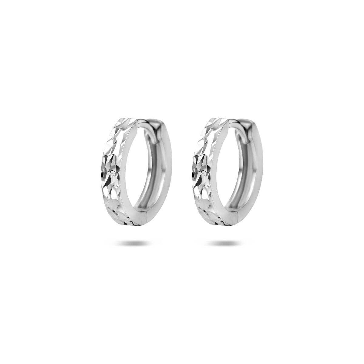 Oorbellen gediamanteerd zilver gerhodineerd 14 mm