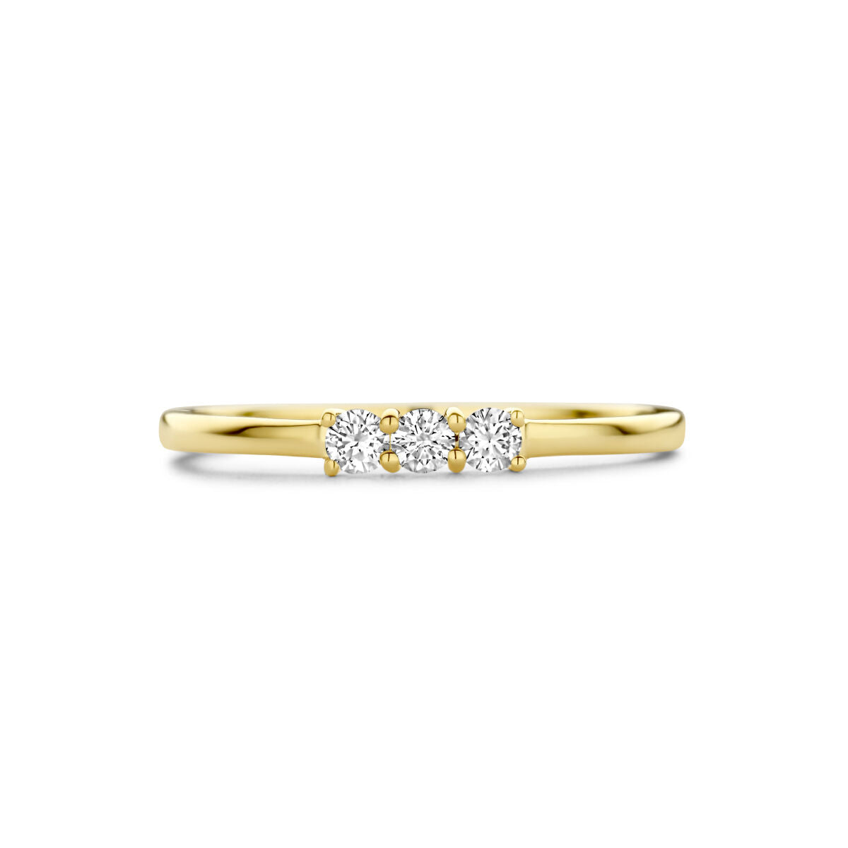Ring trilogie diamant 0.15ct h si 14K geelgoud