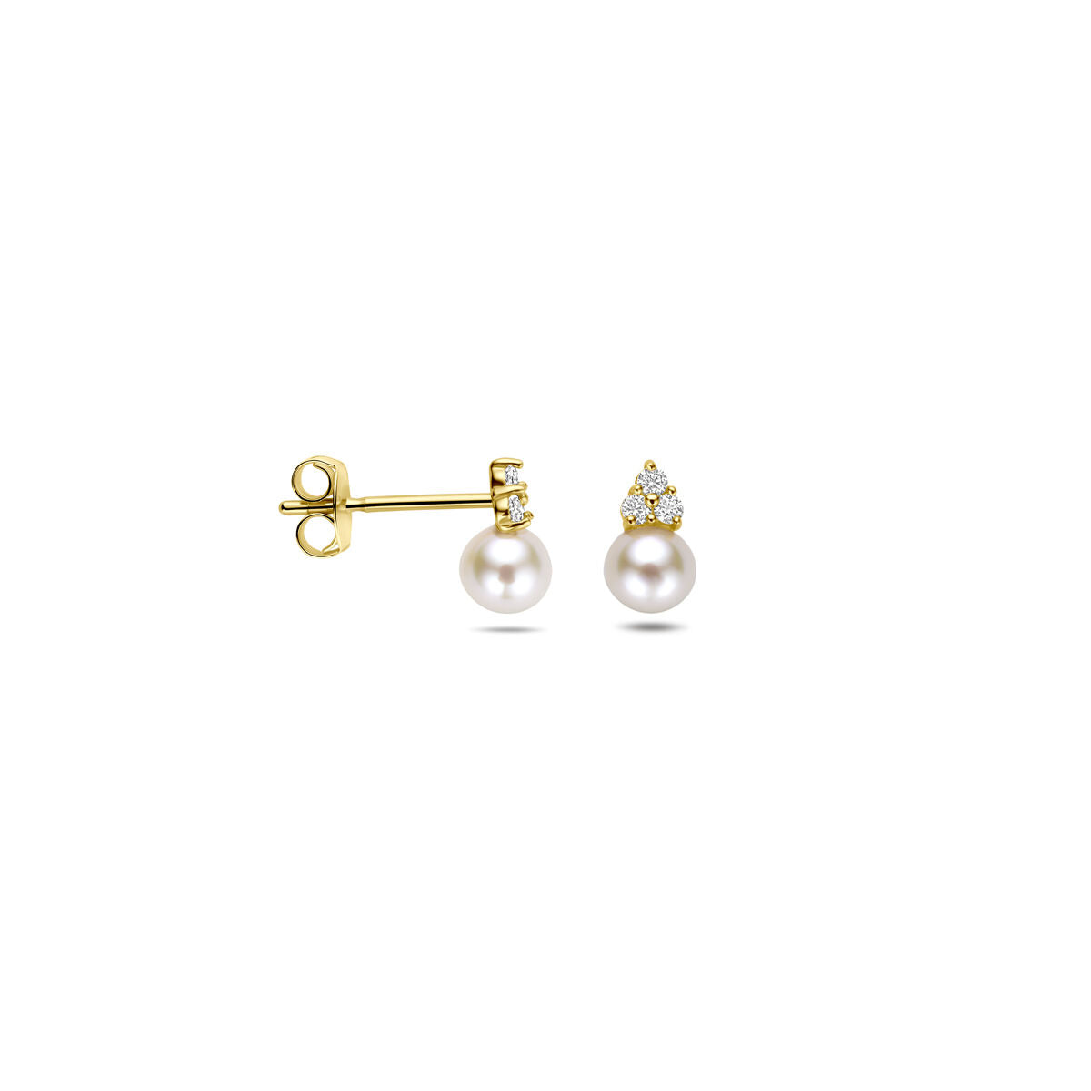 14K geelgouden oorknoppen parel zirkonia 7 mm - 4034648