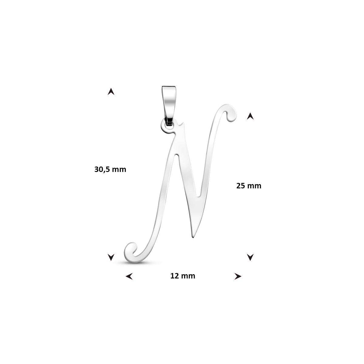 Hanger sierletter N 25 mm zilver #Letter_N