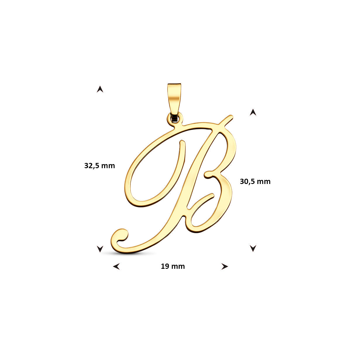 Hanger sierletter B 30,5 mm 14K geelgoud #Letter_B