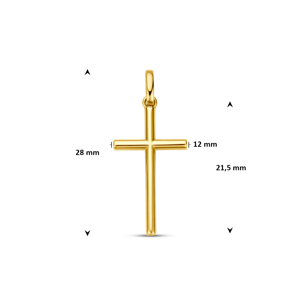 Hanger kruis 9K geelgoud 21,5 mm