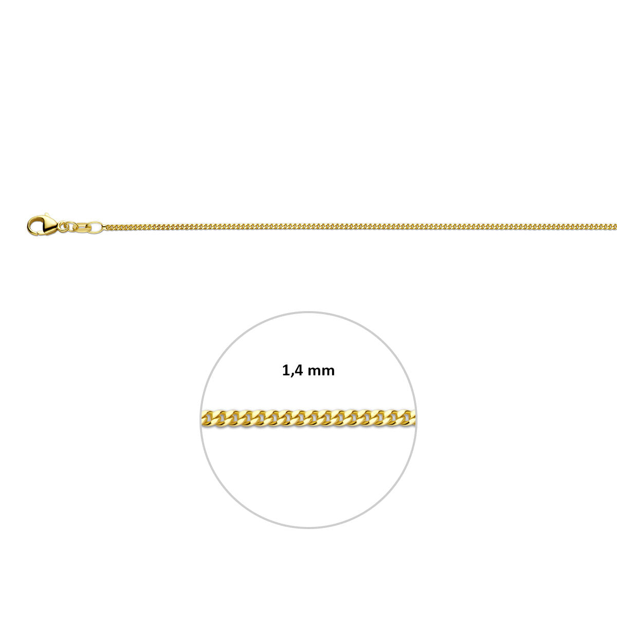 Gourmette 1,4 mm 14K geelgoud