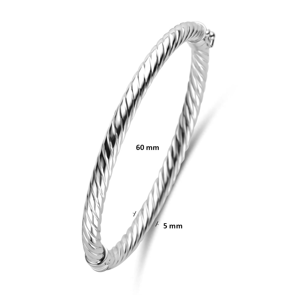 Fantasy Collection Bangle gedraaid 5 mm 60 mm zilver
