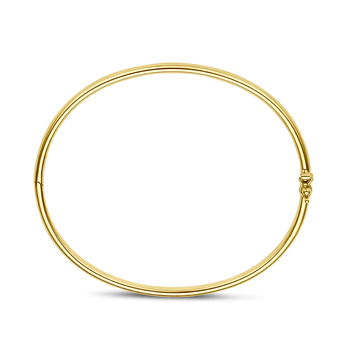 Bangle scharnier ovale buis massief 3 x 9K geelgoud 60 mm