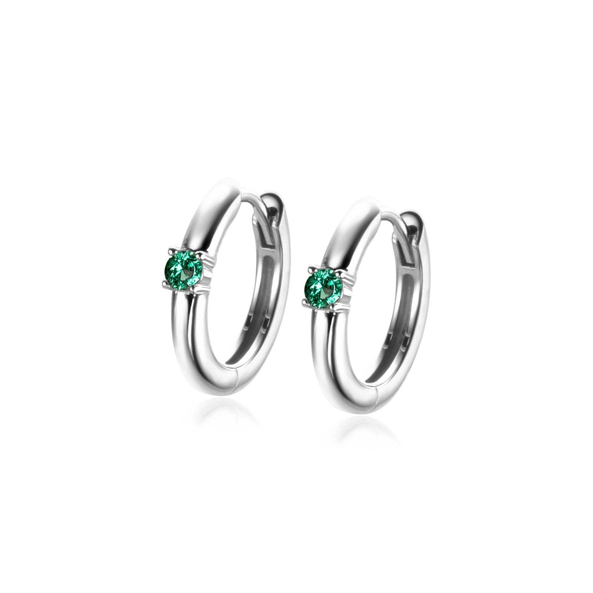 Zinzi oorringen MEI zilver met geboortesteen groen smaragd zirkonia 13mm ZICRZ-MEI - PansiteNederland.nl