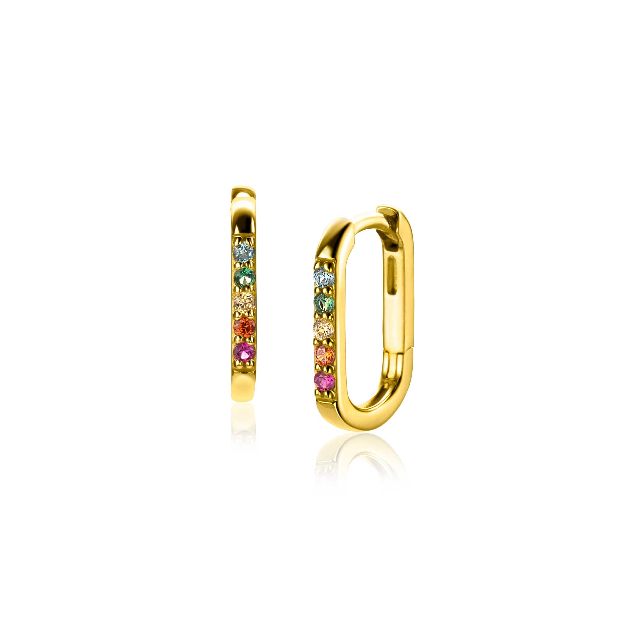 ZINZI Verguld Zilveren Oorbellen 14mm multicolor - ZIO2598