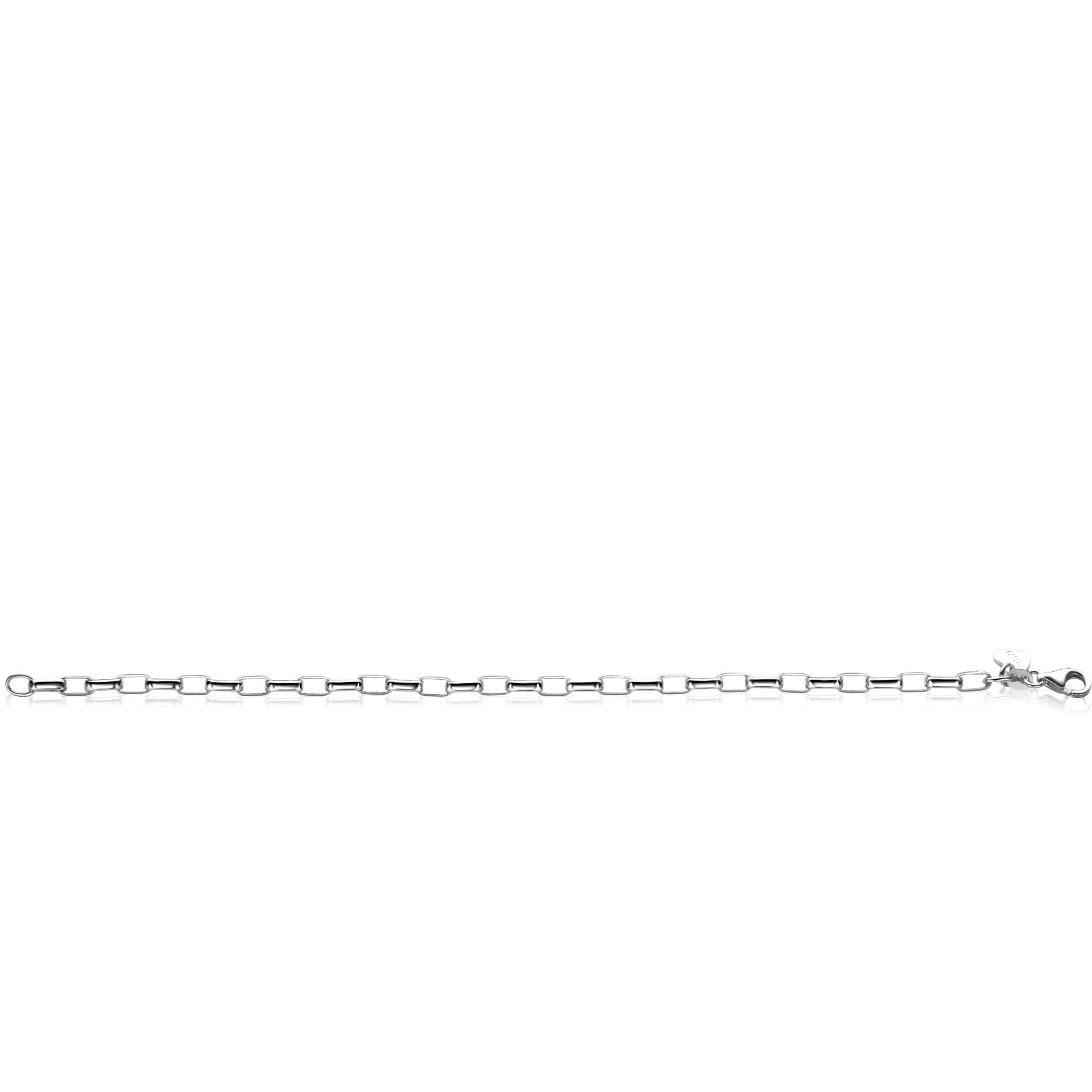 ZINZI zilveren schakelarmband met rechthoekige schakels 3,8mm breed 20cm - ZIA2514