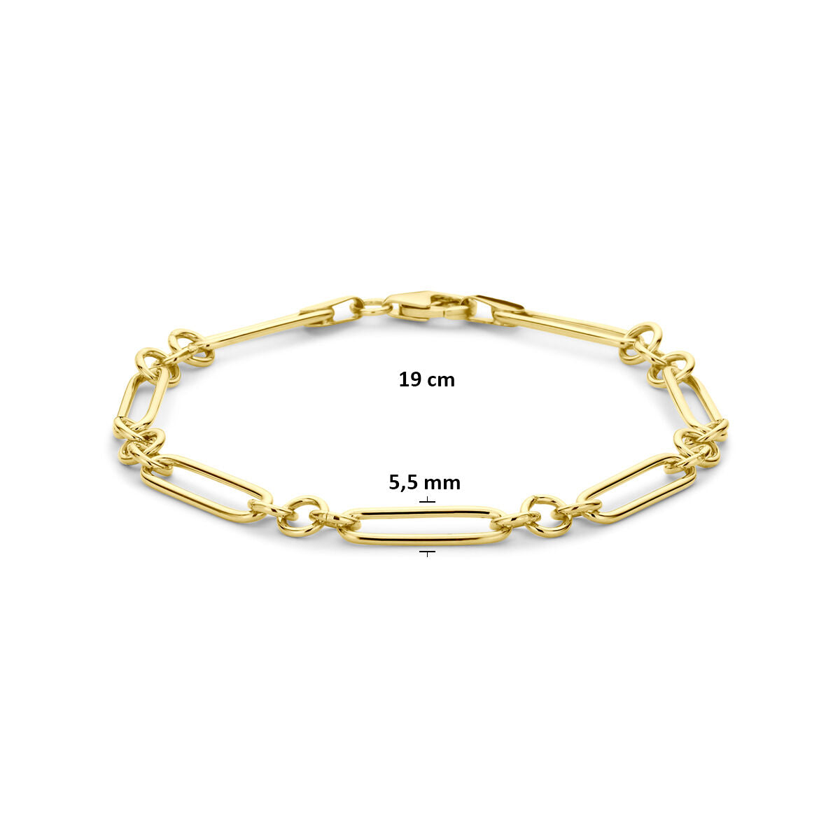 Armband massief 5,5 mm silgold 19 cm