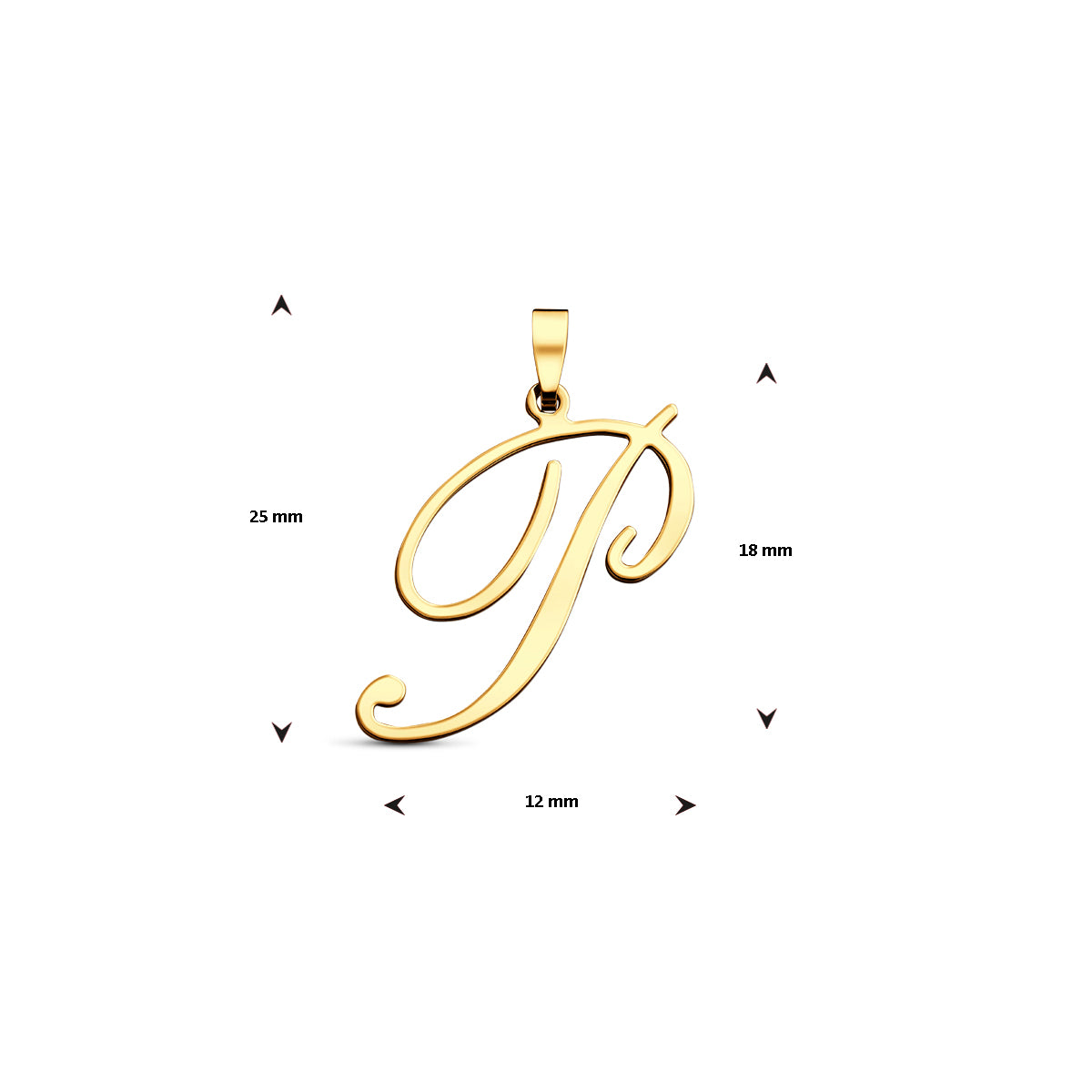 Hanger sierletter P 18 mm 14K geelgoud #Letter_P