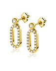 ZINZI gold plated zilveren oorstekers (13mm) met een open ovale vorm bezet met witte zirkonia's ZIO2398Y - PansiteNederland.nl