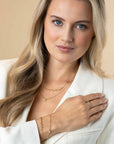 Zinzi Gold Plated Zilveren Multi-Look Ketting met Ronde Witte Zetting en Bolletjes 40-47cm ZIC2520Y