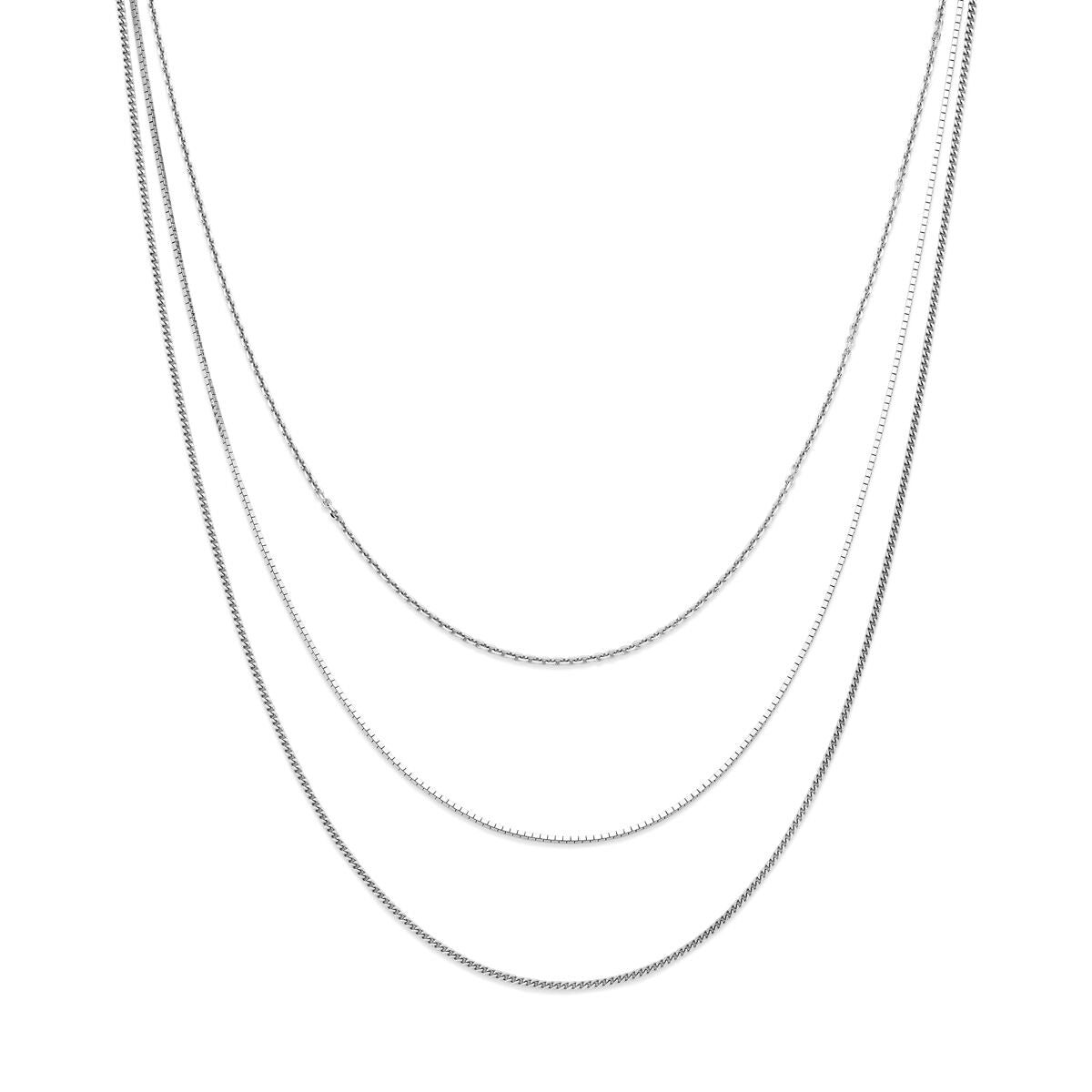 Multi-collier 40,5 + 5 cm zilver gerhodineerd
